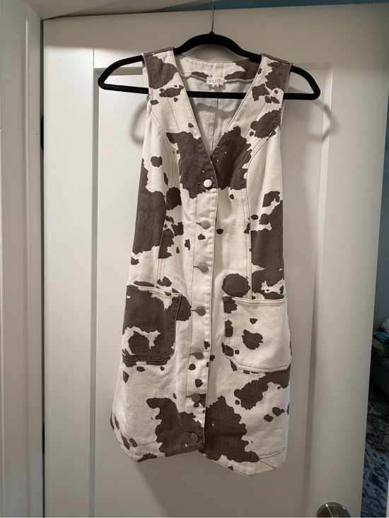 Dresses & Skirts - Cow Print Sleeveless Button-Front Dress in Cream and Brown